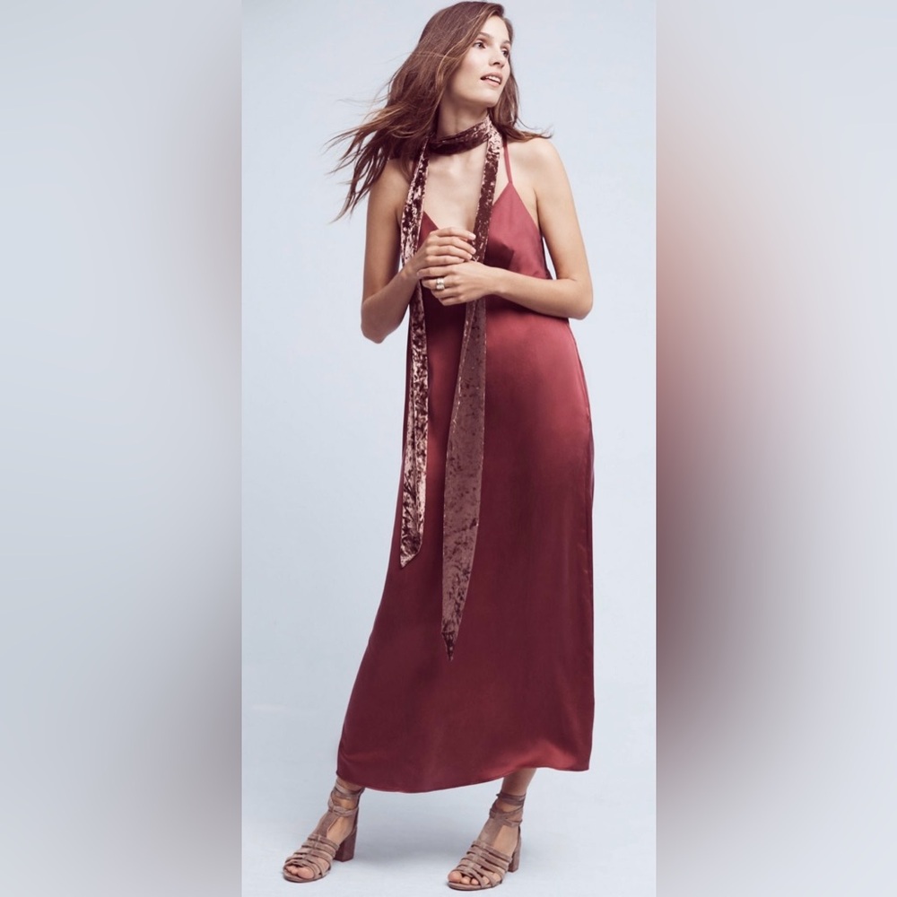 ANTHROPOLOGIE MAEVE Burgundy Slip Dress Size Medium